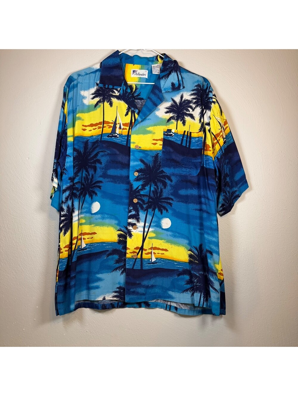 Islander Blue Sunset Hawaiian Shirt L JD19